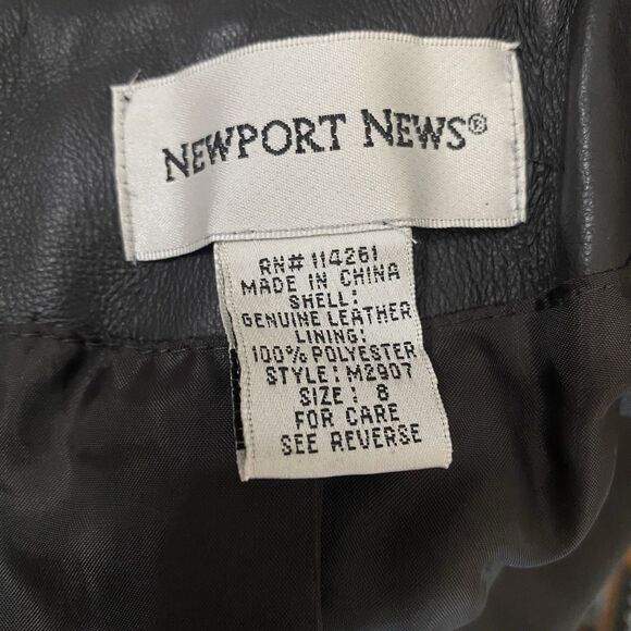 Newport News Leather Jacket Y2K Sz 8 Medium Tailored Vtg Retro Black Blazer - Picture 12 of 14